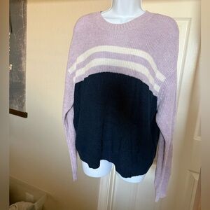 American Eagle Outfitters Striped Sweater - Lavender and Navy